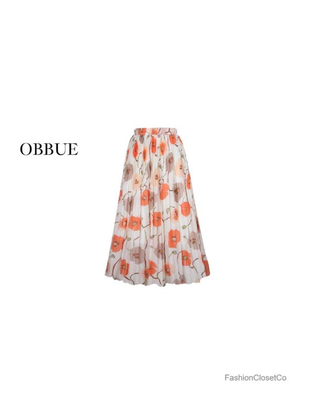 Chiffon Pleated A-Line Midi Skirt Elastic High Waist - Picture 6 of 6